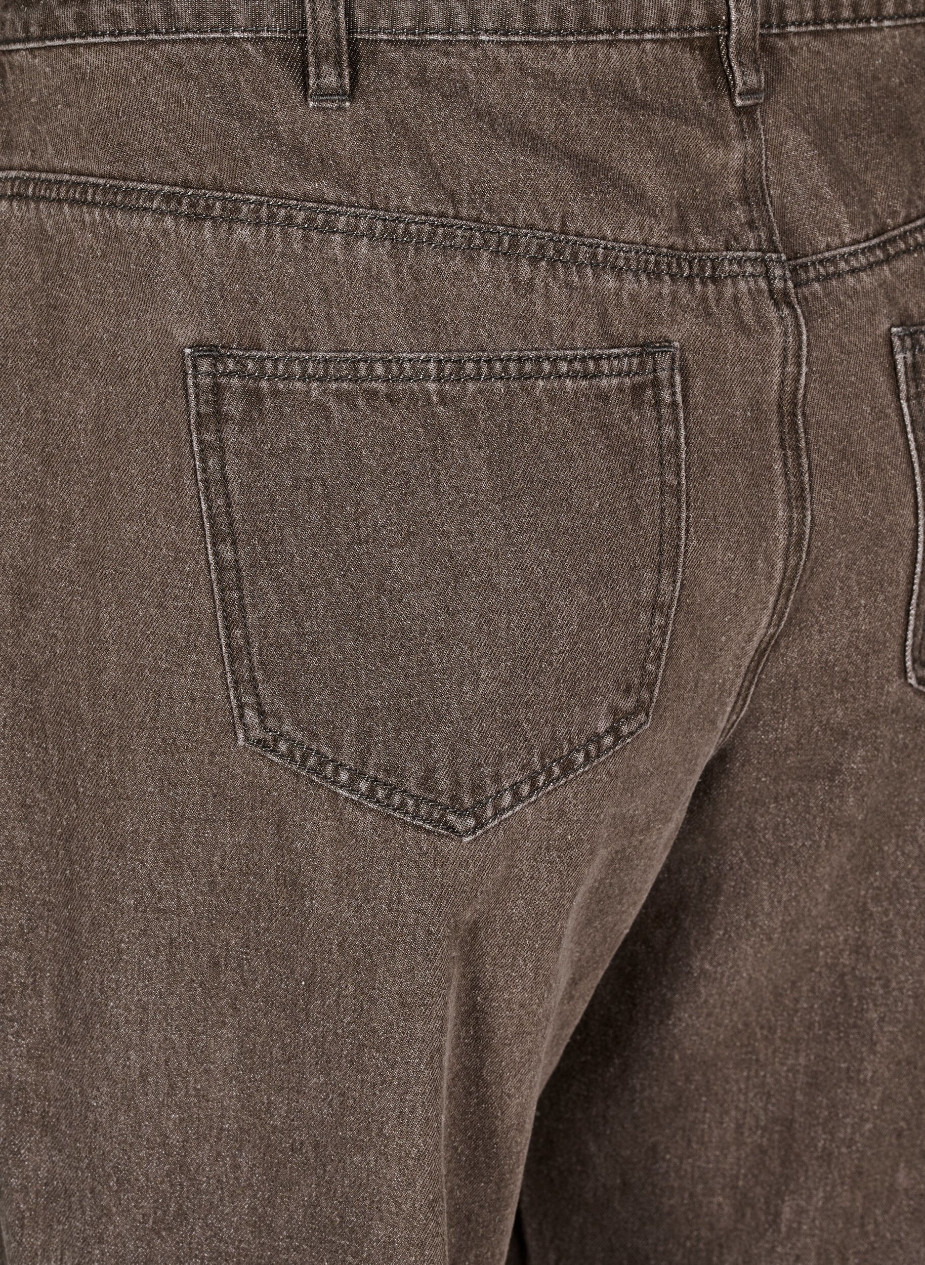 Zizzi Jean coupe droite en denim color&eacute;, Marron, Packshot image number 3
