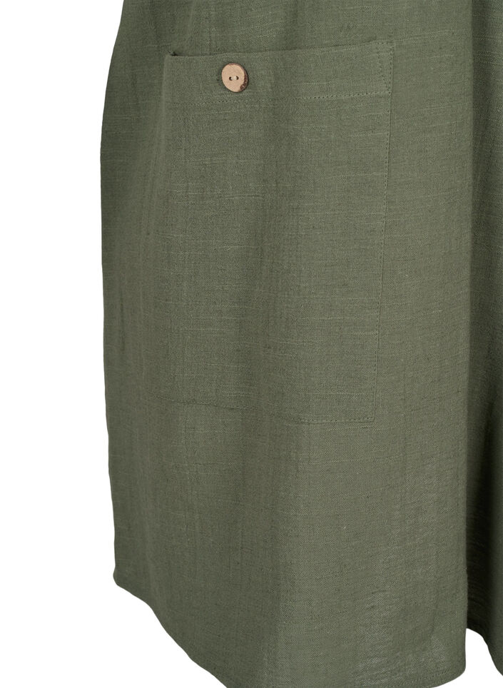 Tunique à manches 3/4 en coton mélangé et lin, Thyme, Packshot image number 3