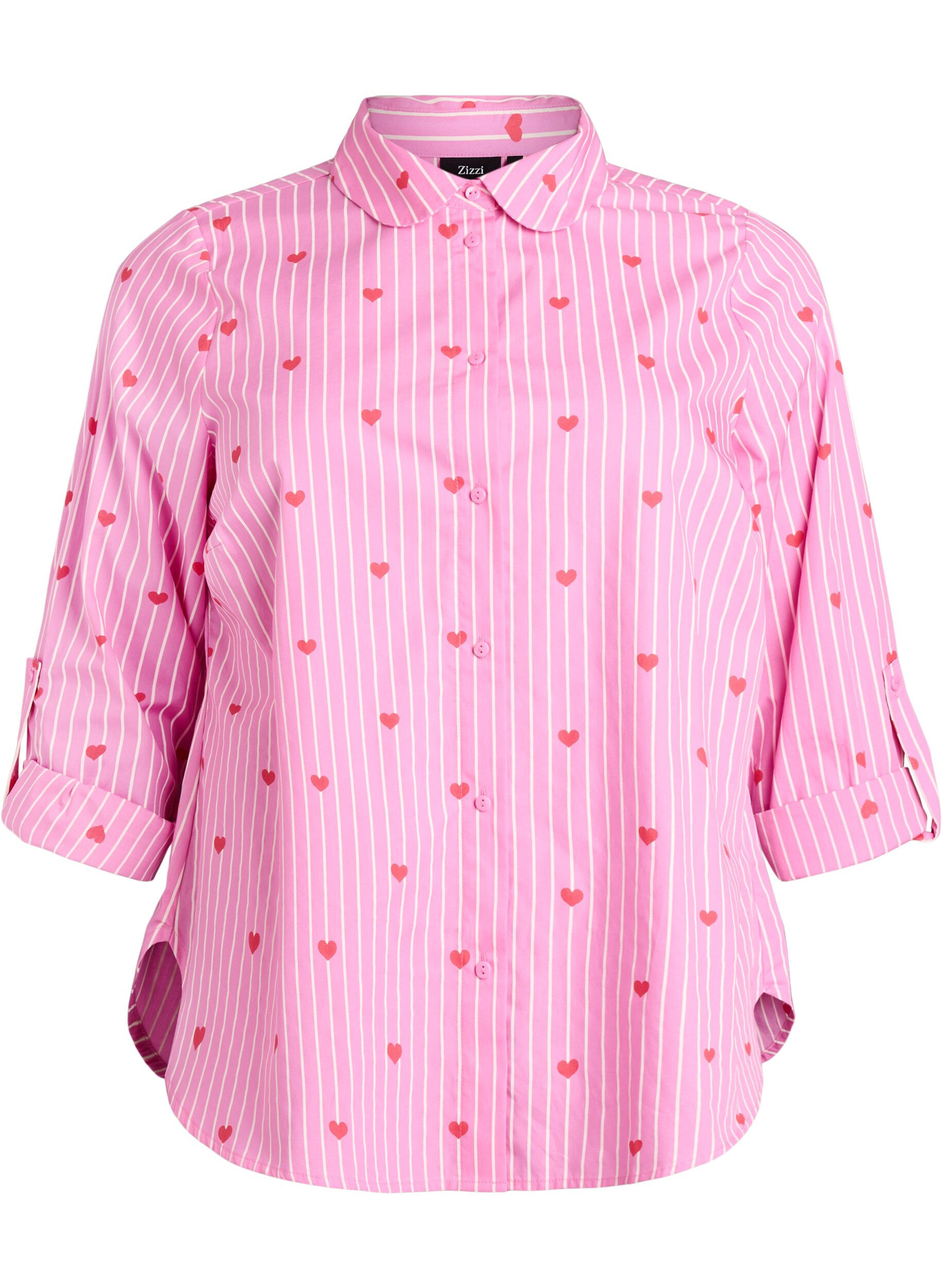 ZizziChemisier &agrave; rayures et c&oelig;urs, Rose, Packshot image number 0