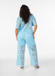 Hoch taillierte Spitzenhose mit geraden Beinen, Blau, Model image number 1