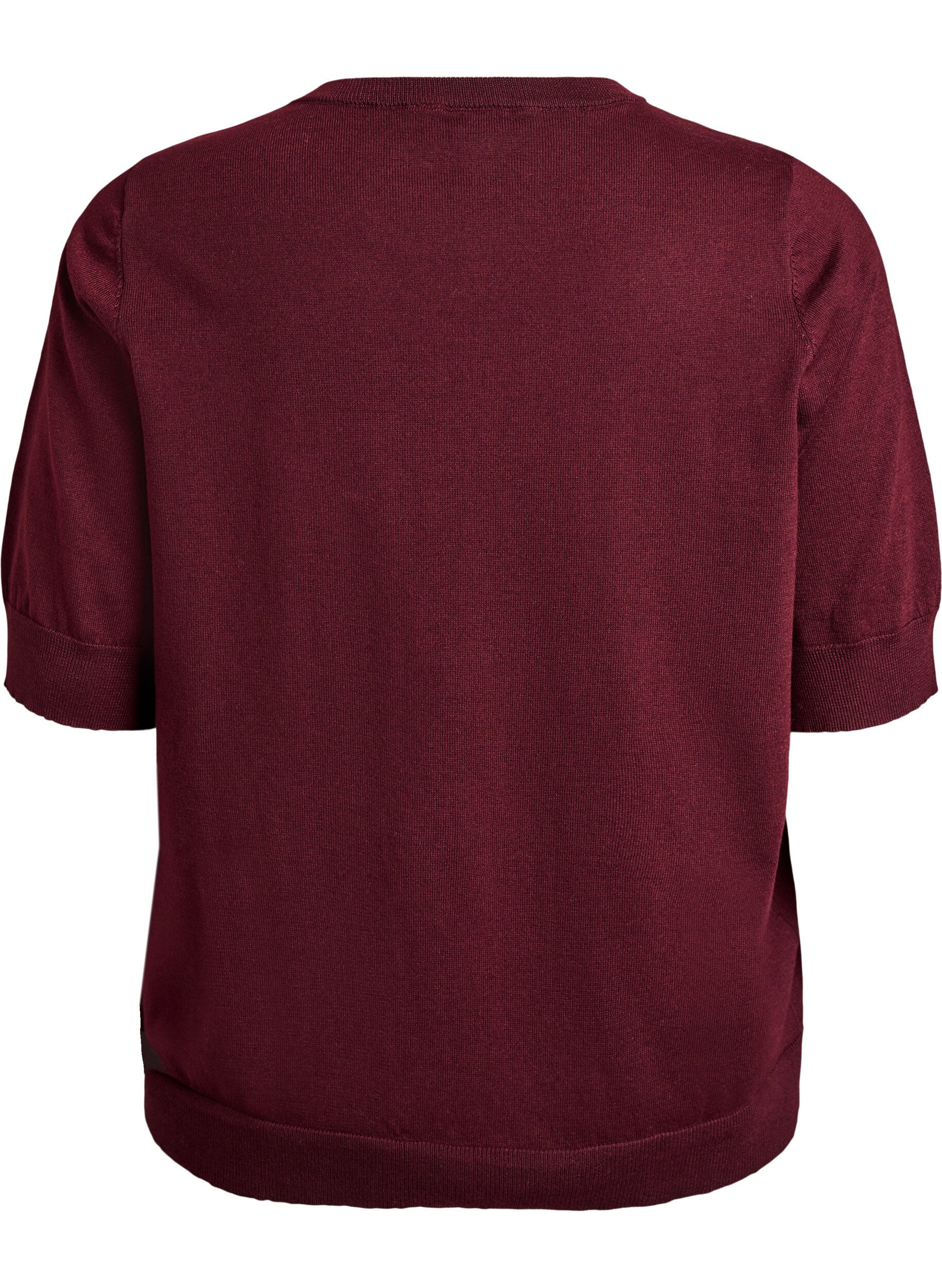 ZizziBlouse en fine maille &agrave; manches courtes, Bordeaux, Packshot image number 1