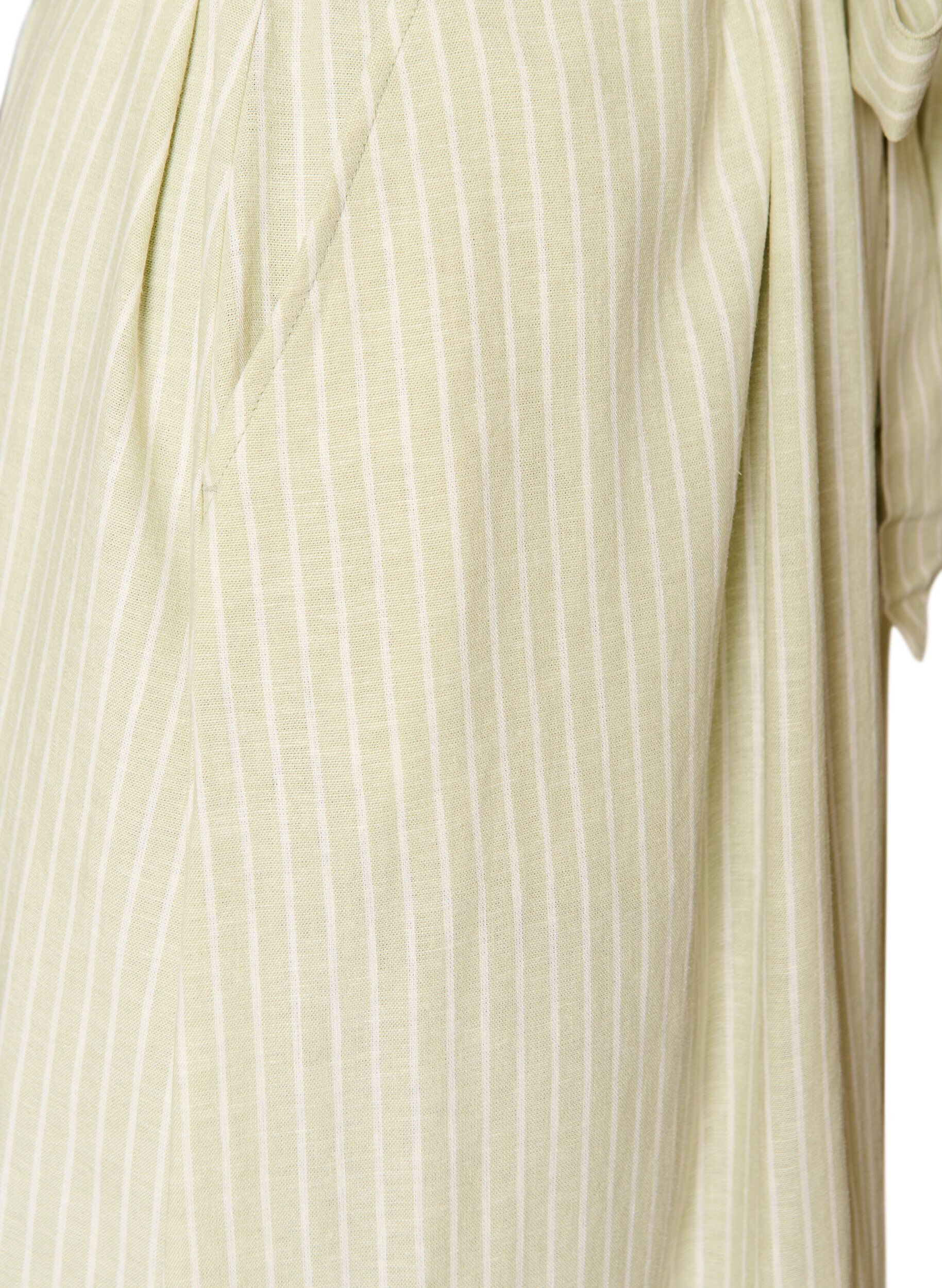 ZizziRobe midi sans manches &agrave; rayures en lin et viscose, Vert clair, Packshot image number 3