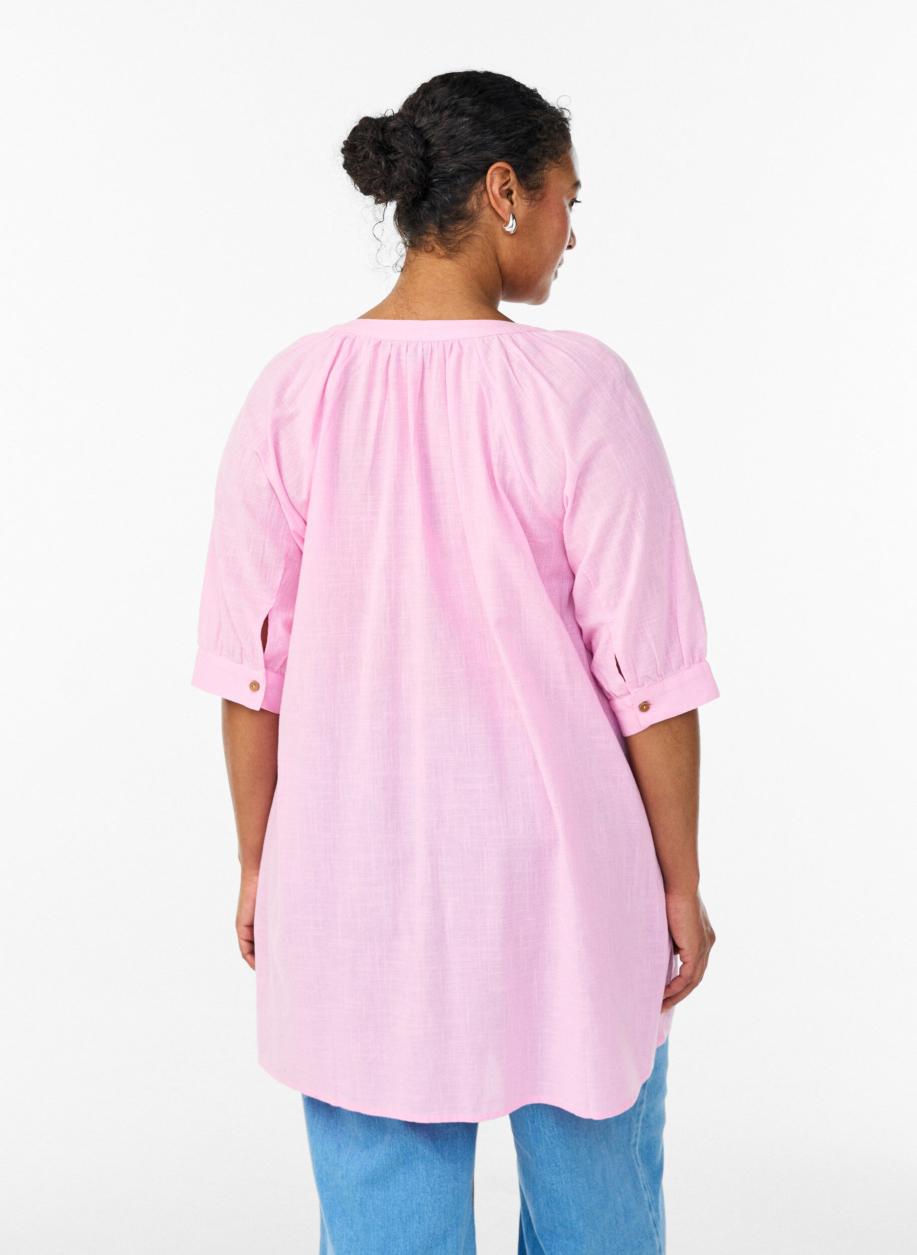 ZizziTunika aus Baumwolle mit V-Ausschnitt, Pink, Model image number 2