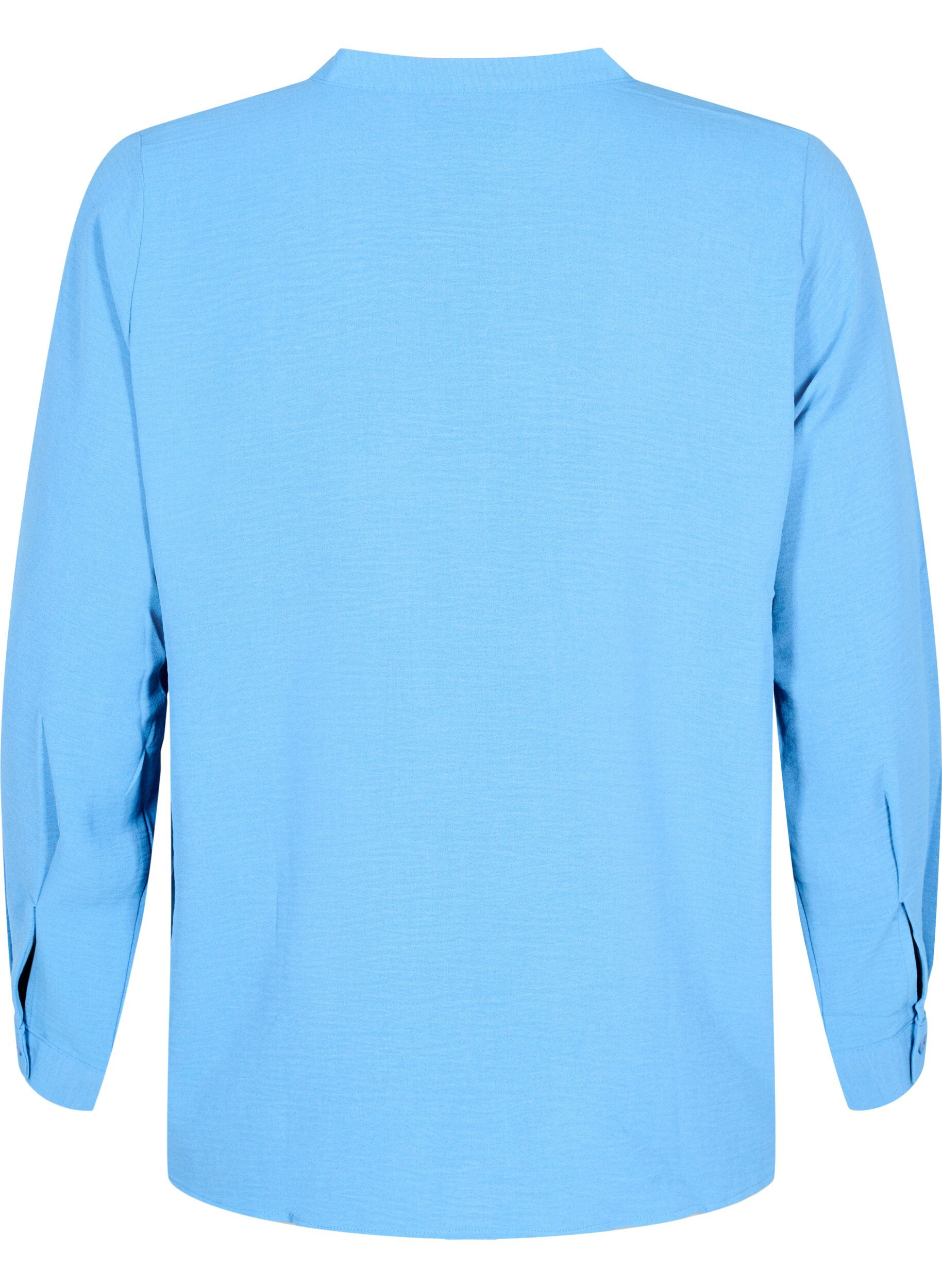 Zizzi Lang&auml;rmelige Hemdbluse mit V-Ausschnitt, Riverside, Packshot image number 1