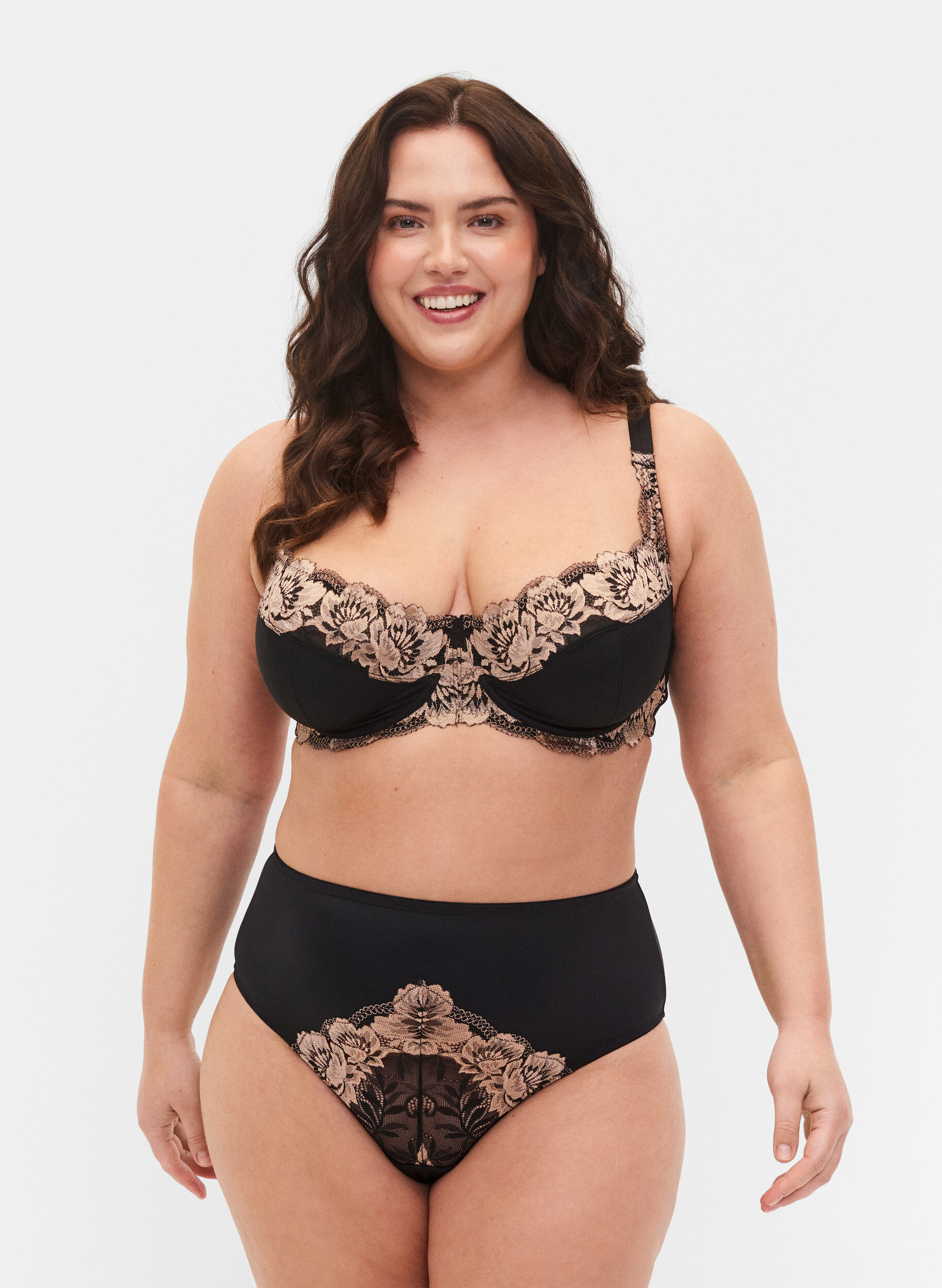 Zizzi Culotte tai avec dentelle, Black, Model image number 0