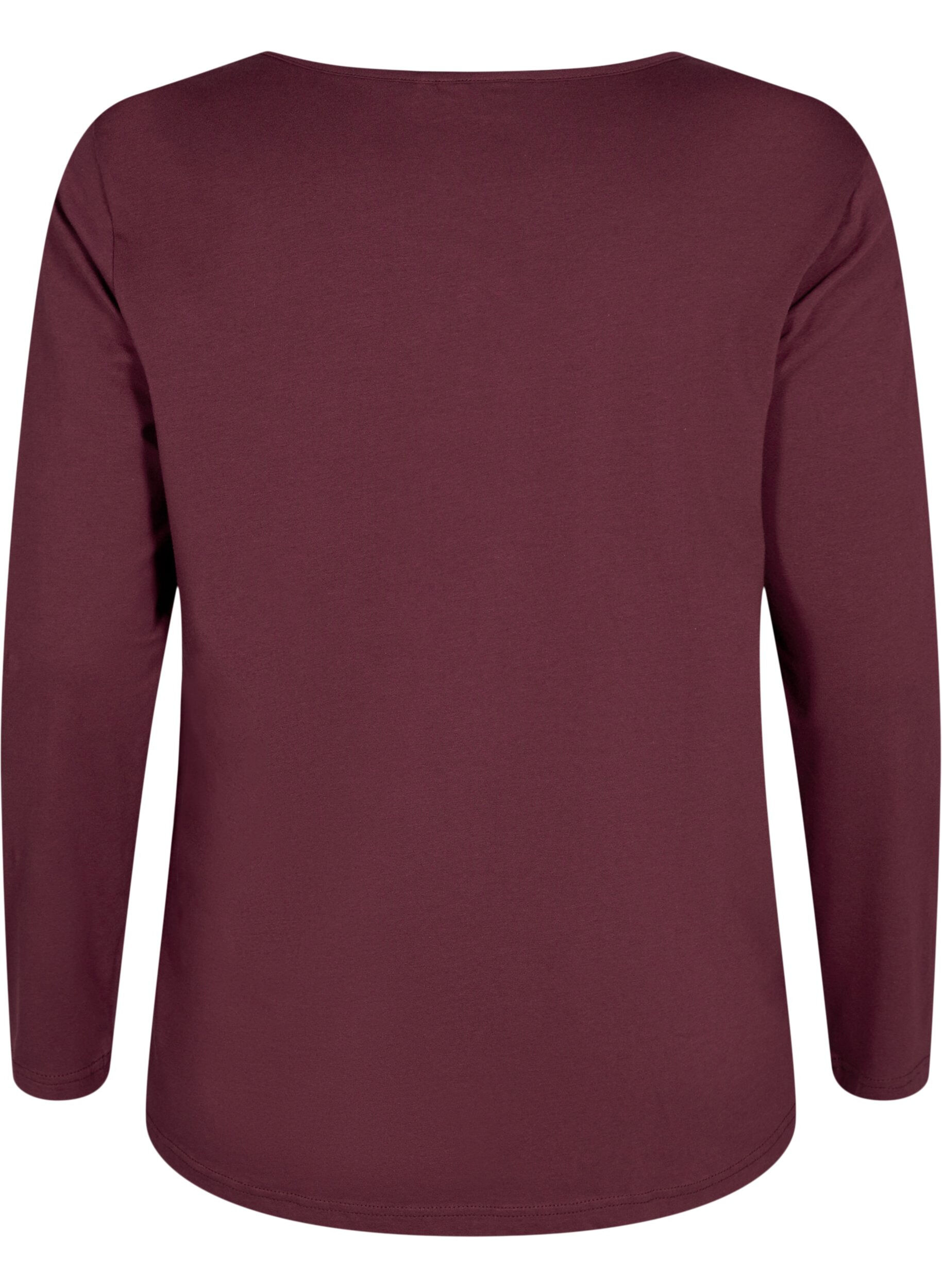 Zizzi Chemise de nuit en coton avec impression de texte, Bordeaux, Packshot image number 1