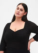 Enge Bluse mit Rüschendetail, Black, Model image number 2