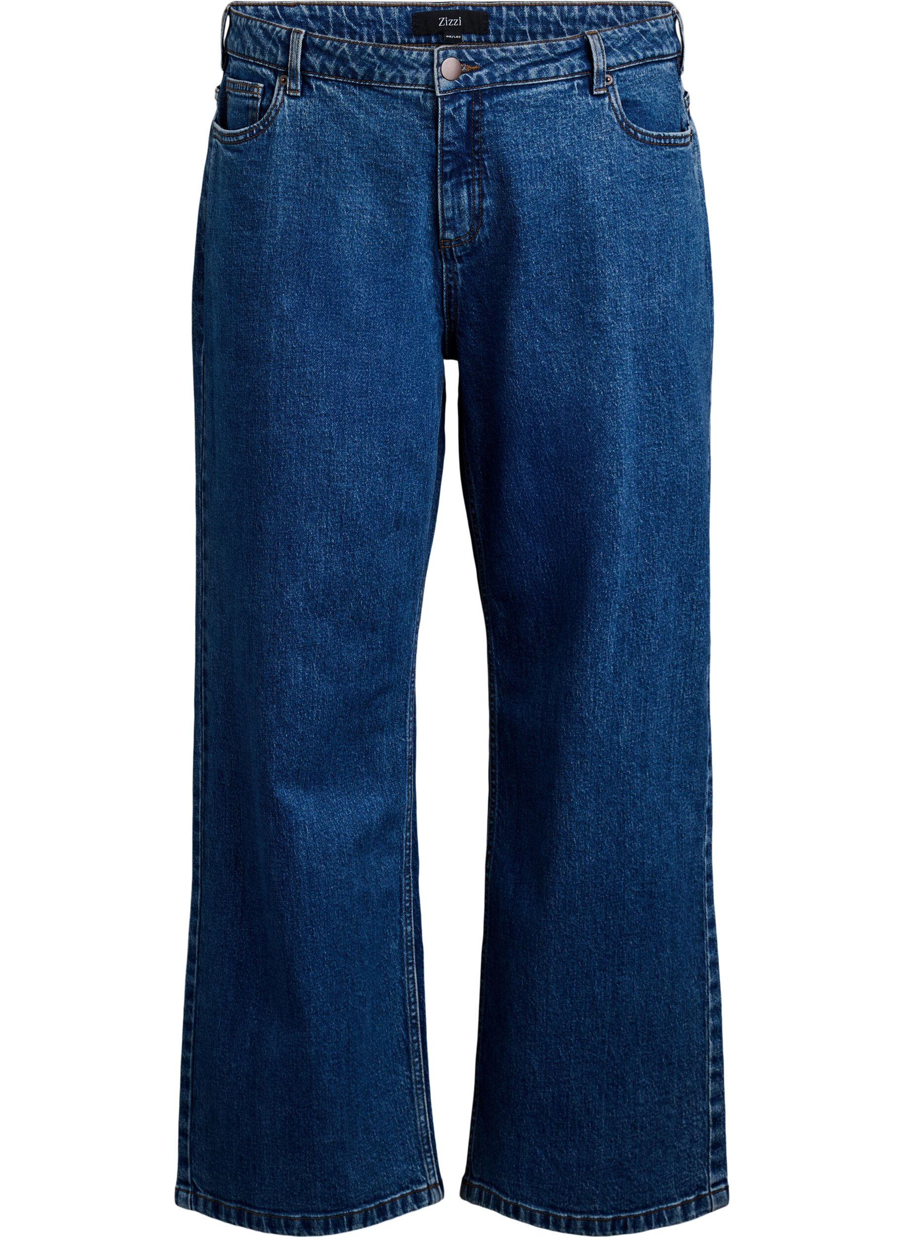 Zizzi Jeans mit weitem Bein und hohem Bund, Blau, Packshot image number 0