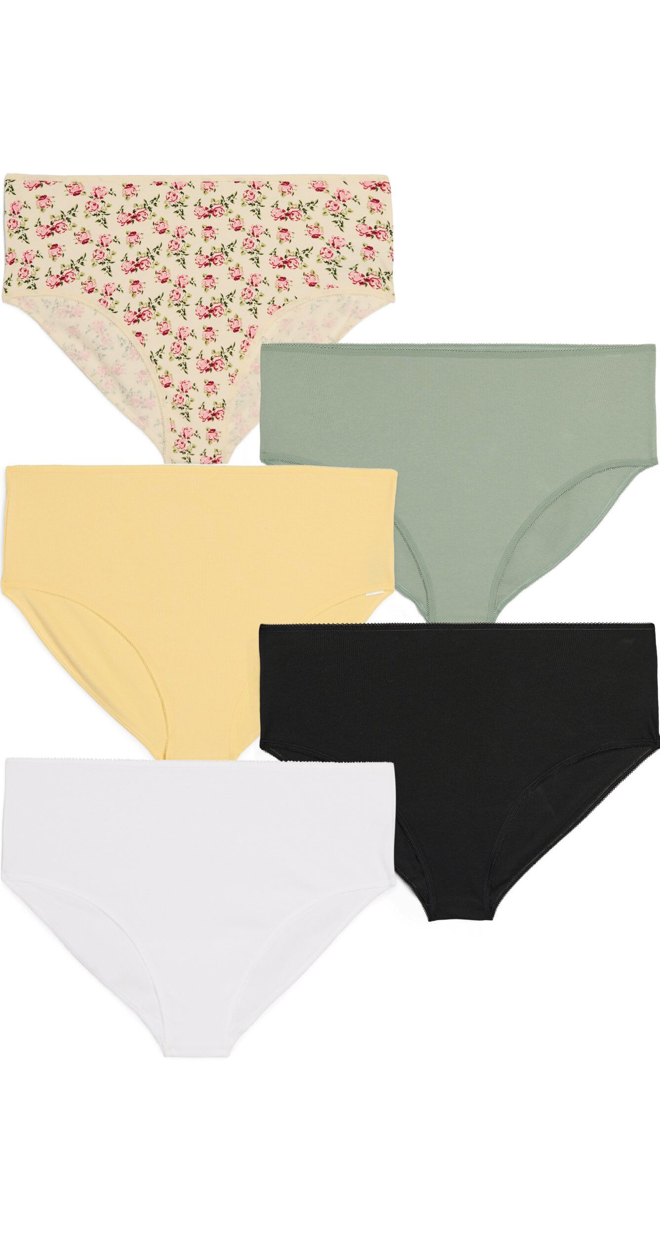 Zizzi 5er-Pack Slip aus gerippter Baumwolle, Vanille, Packshot image number 0