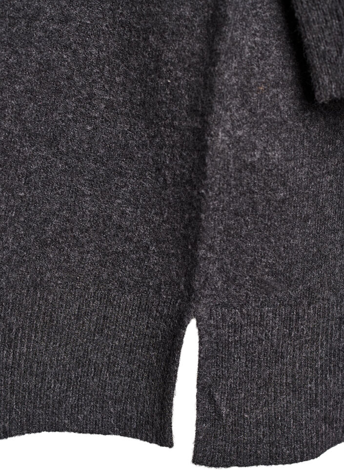 Kurzes Strickkleid mit Polokragen und Knöpfen, Grau, Packshot image number 3