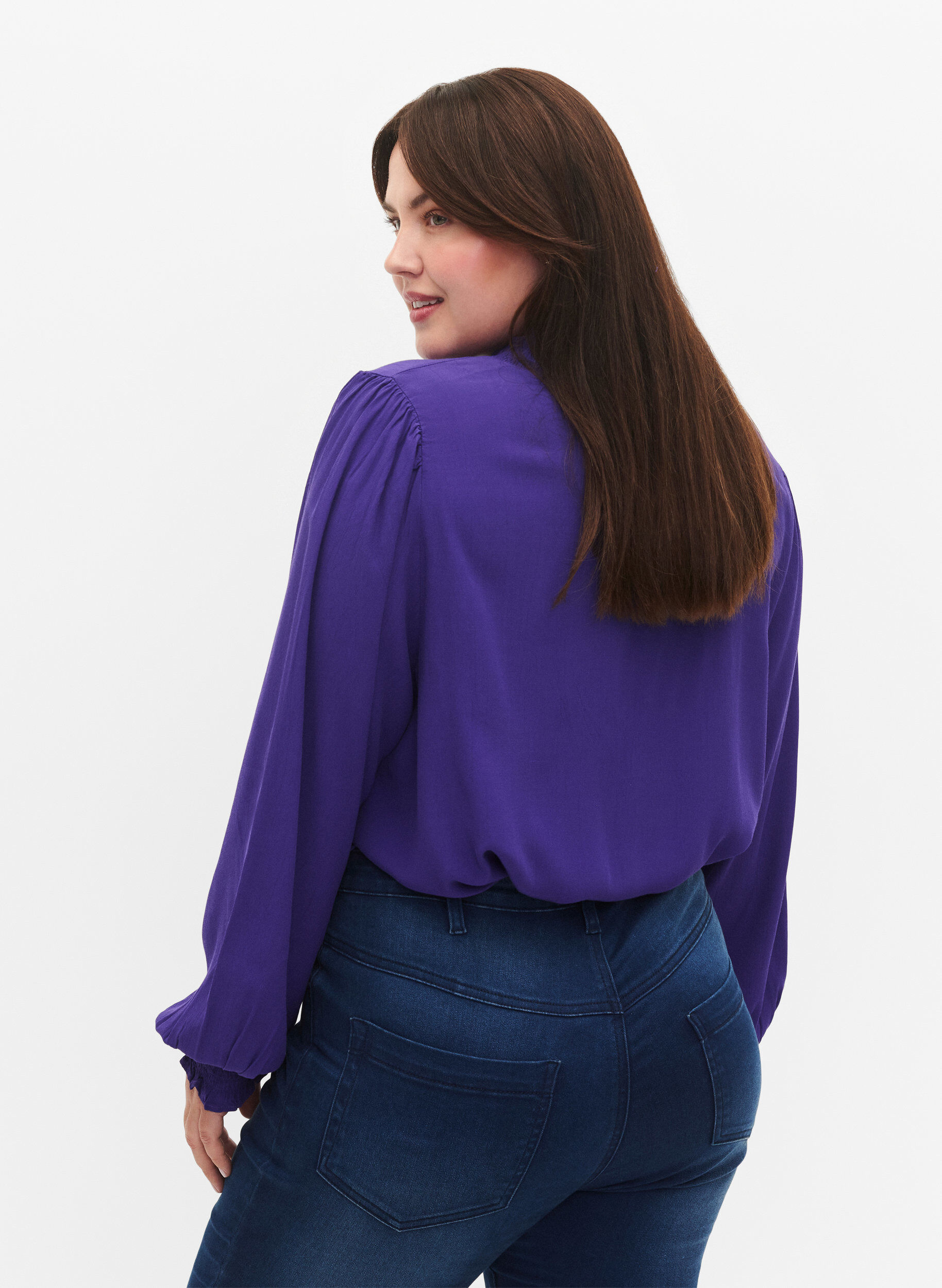 Zizzi Lang&auml;rmlige Bluse aus Viskose, Heliotrope, Model image number 1
