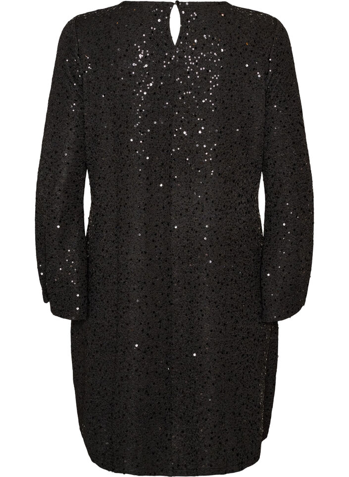 Kurzes Paillettenkleid in A-Linie, Schwarz, Packshot image number 1