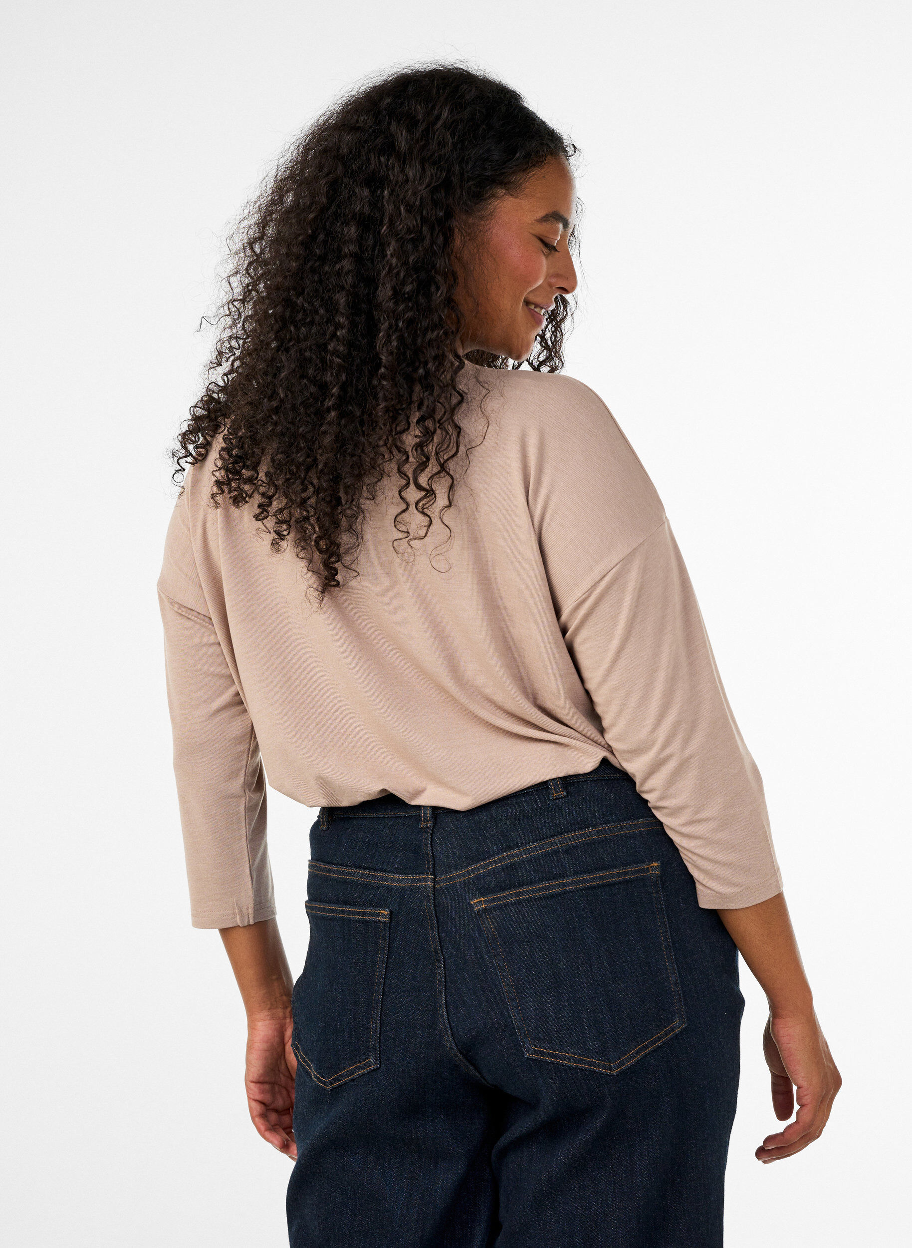 ZizziBlouse en jersey avec manches 3/4, Beige, Model image number 2
