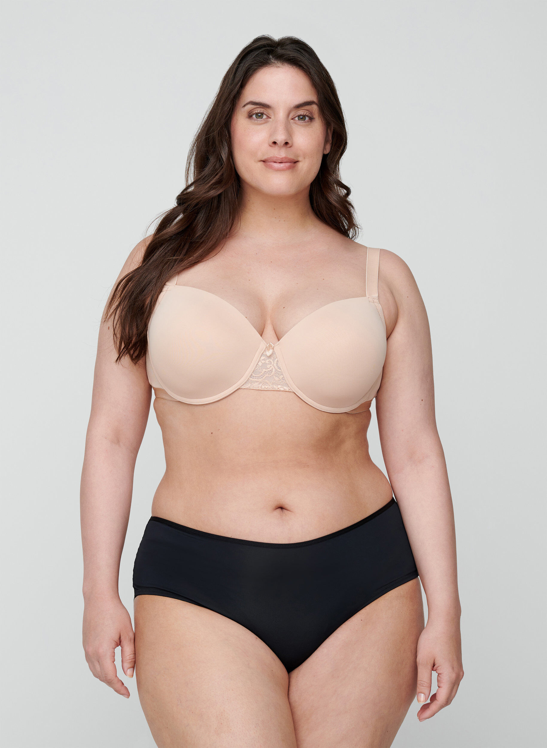 Zizzi Geformter BH mit Mesh, Beige, Model image number 1