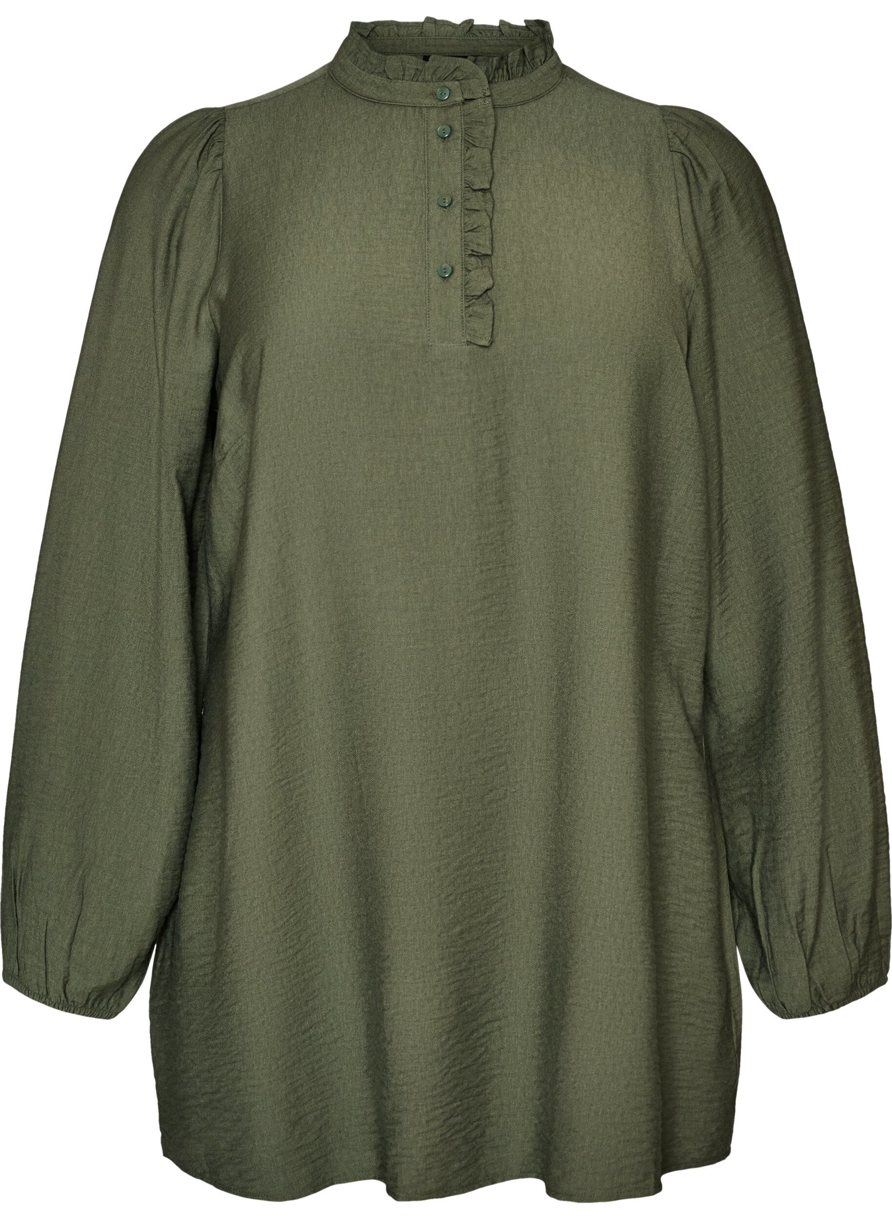 ZizziTunique en viscose avec volants et boutons, Vert, Packshot image number 0