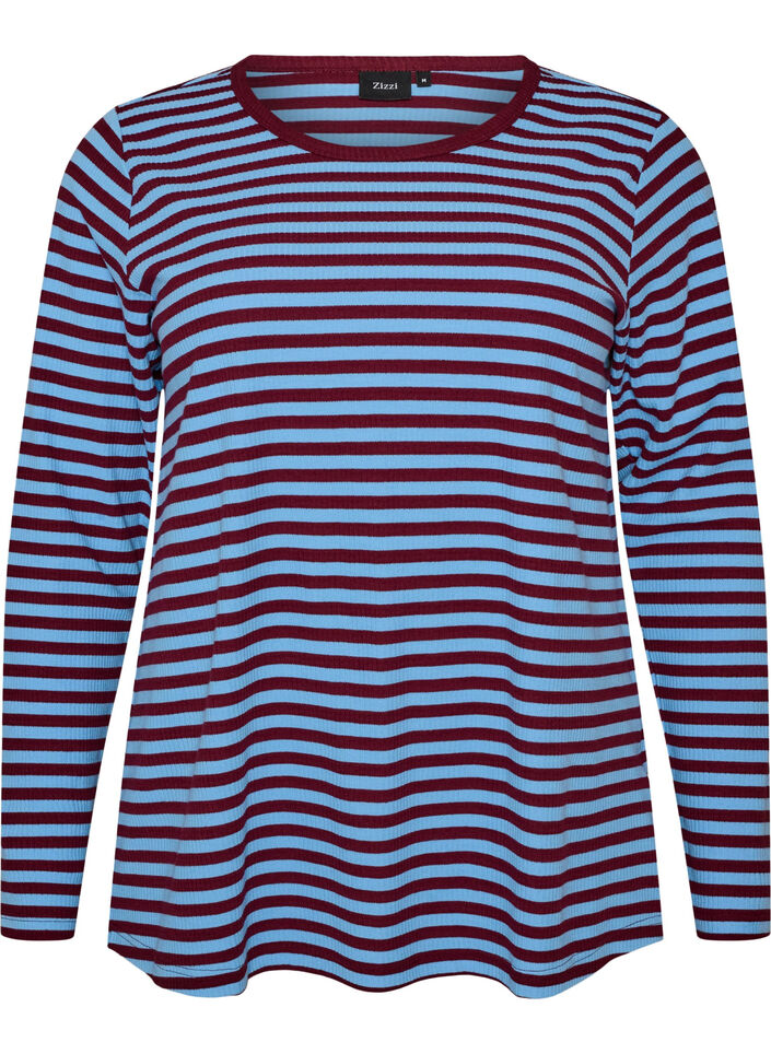 Gestreifte Bluse mit langen &Auml;rmeln, Blau, Packshot image number 0