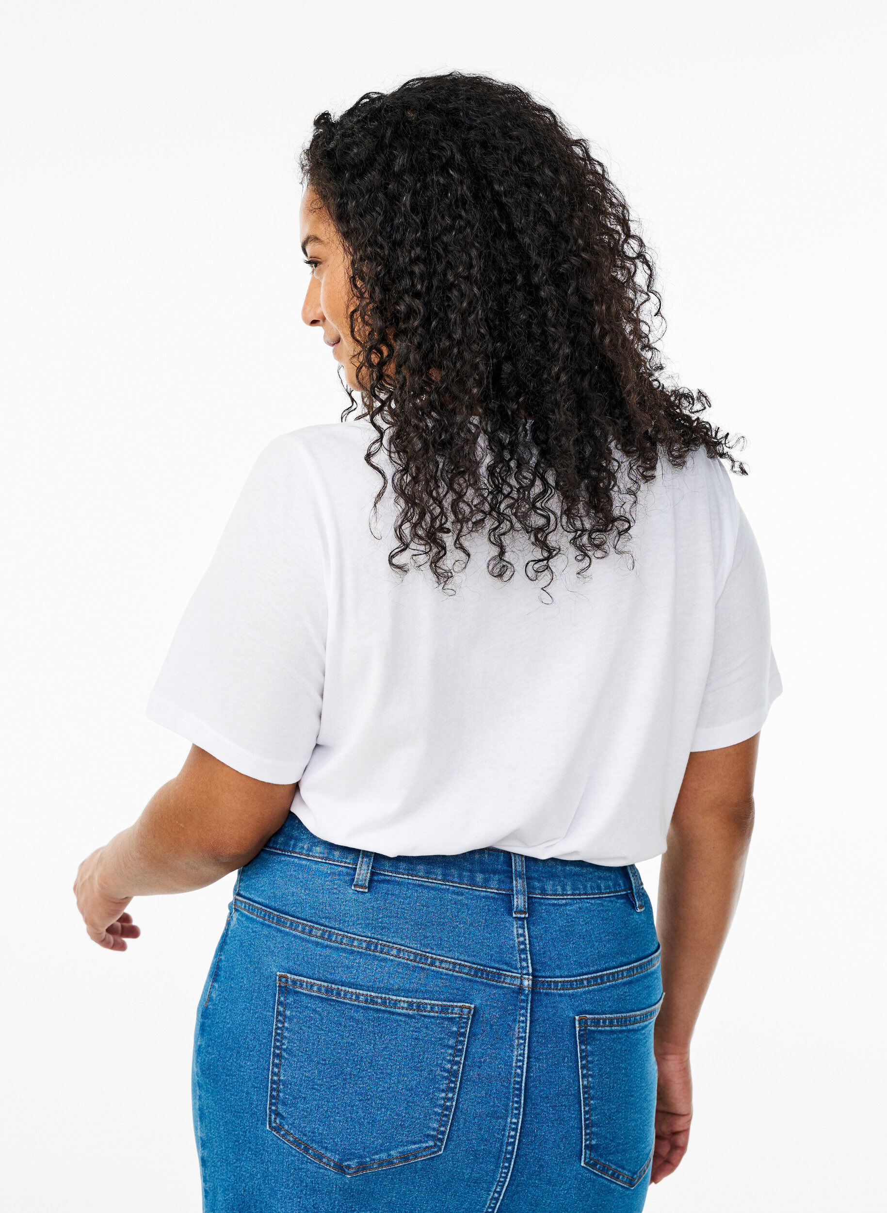 ZizziLot de 2 t-shirts avec col en V, Noir, Model image number 2