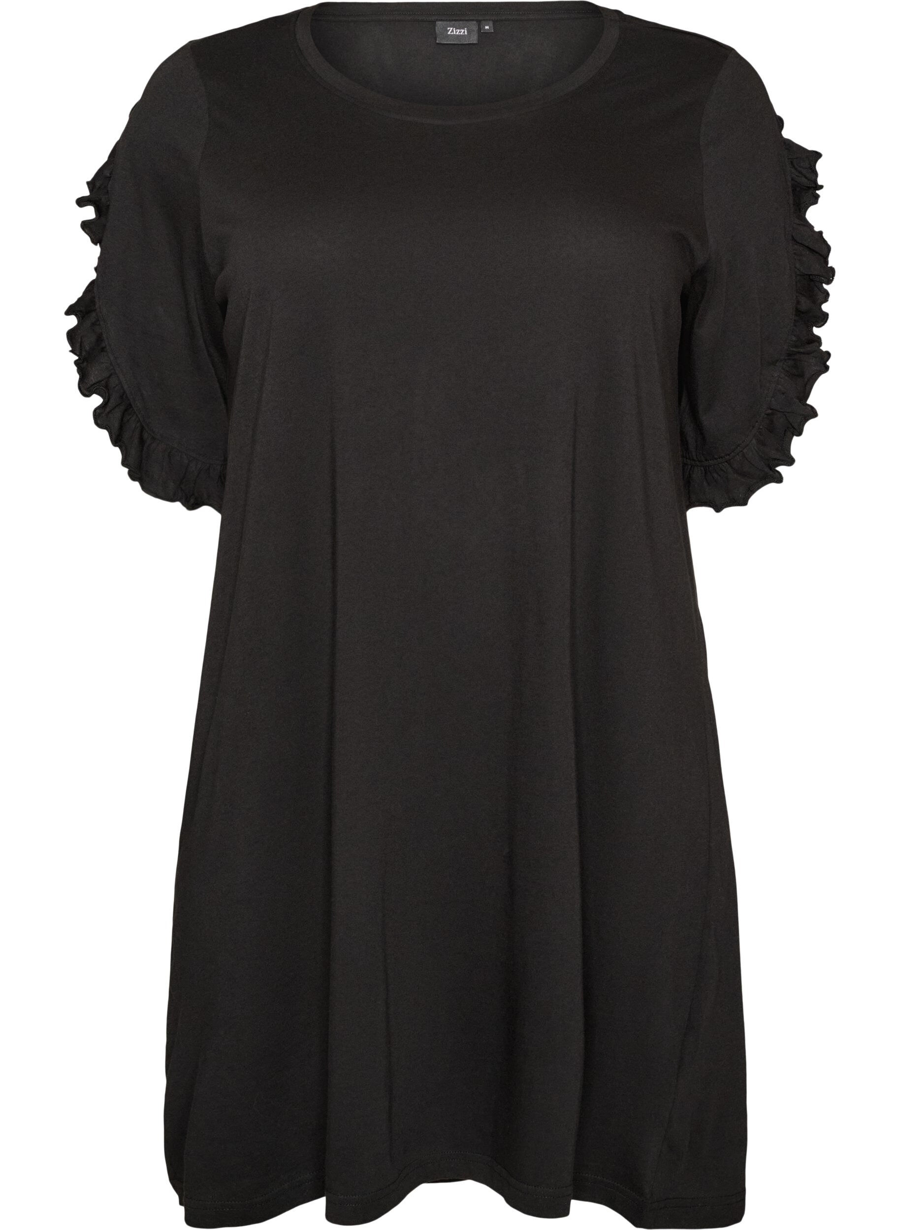 Chemise de nuit en coton bio avec manches &agrave; volants