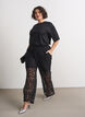 T-shirt avec strass et col rond, Noir, Model image number 1