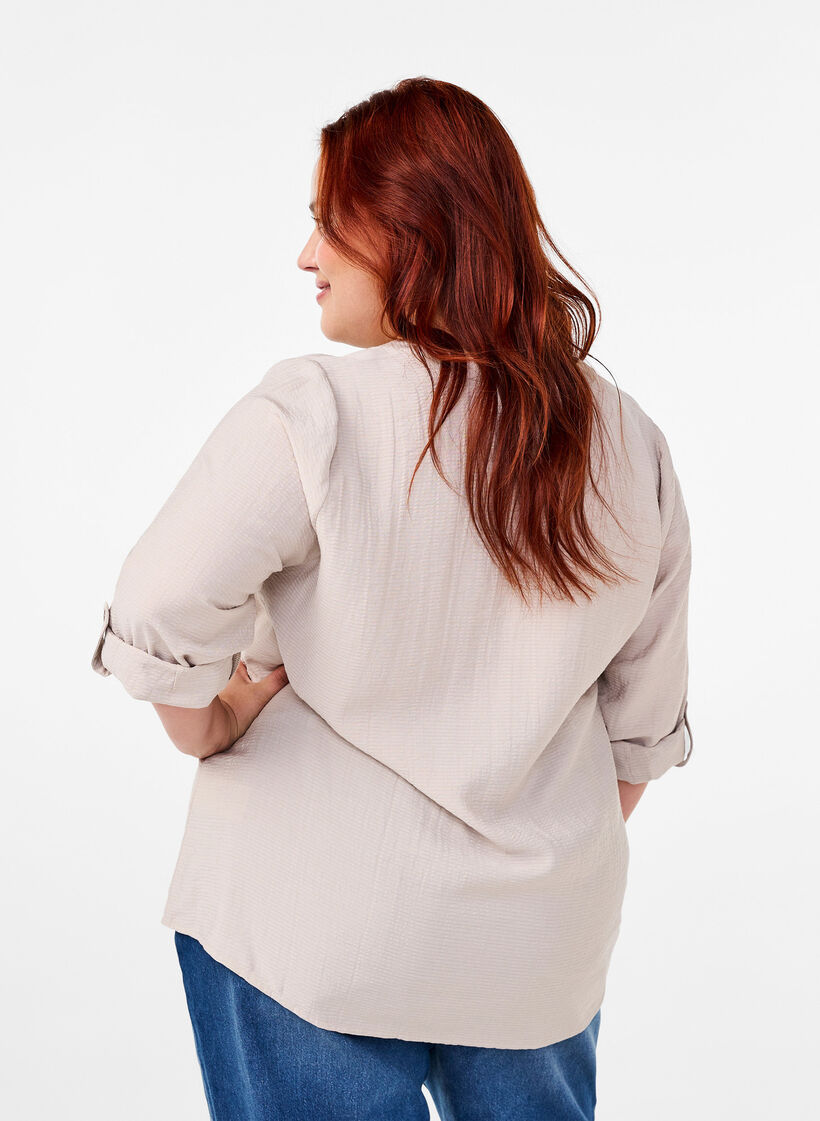 Chemisier en viscose à manches 3/4, Chateau Gray, Model image number 1