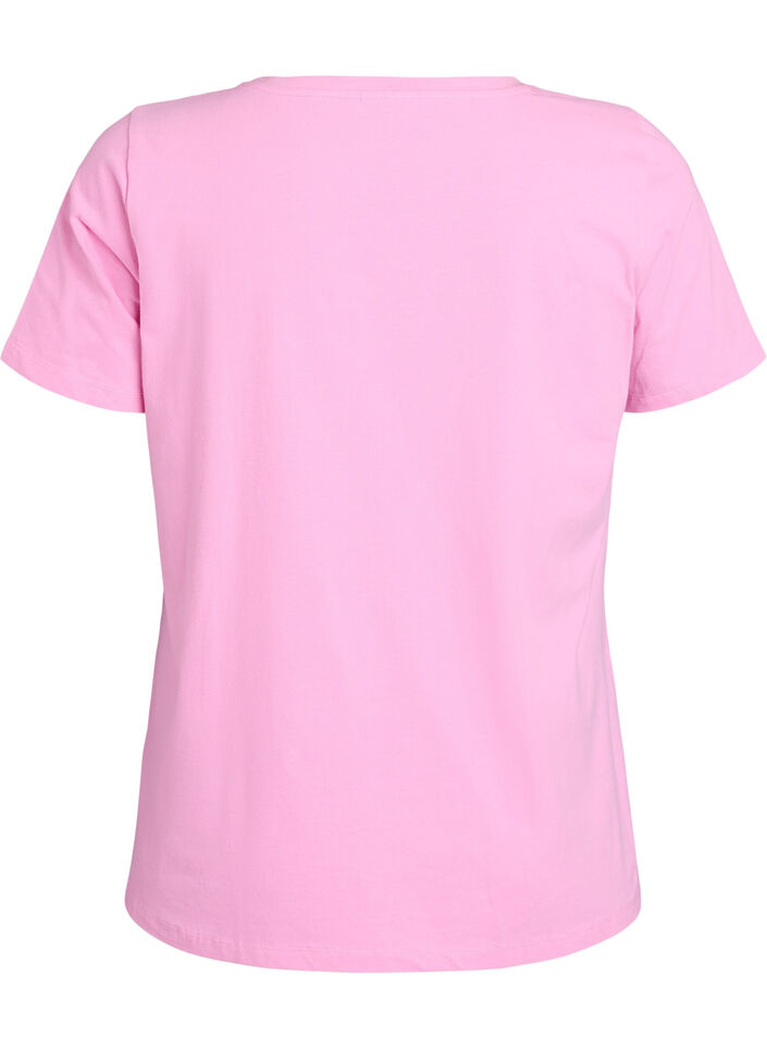 Einfarbiges basic T-Shirt aus Baumwolle, Pink, Packshot image number 1