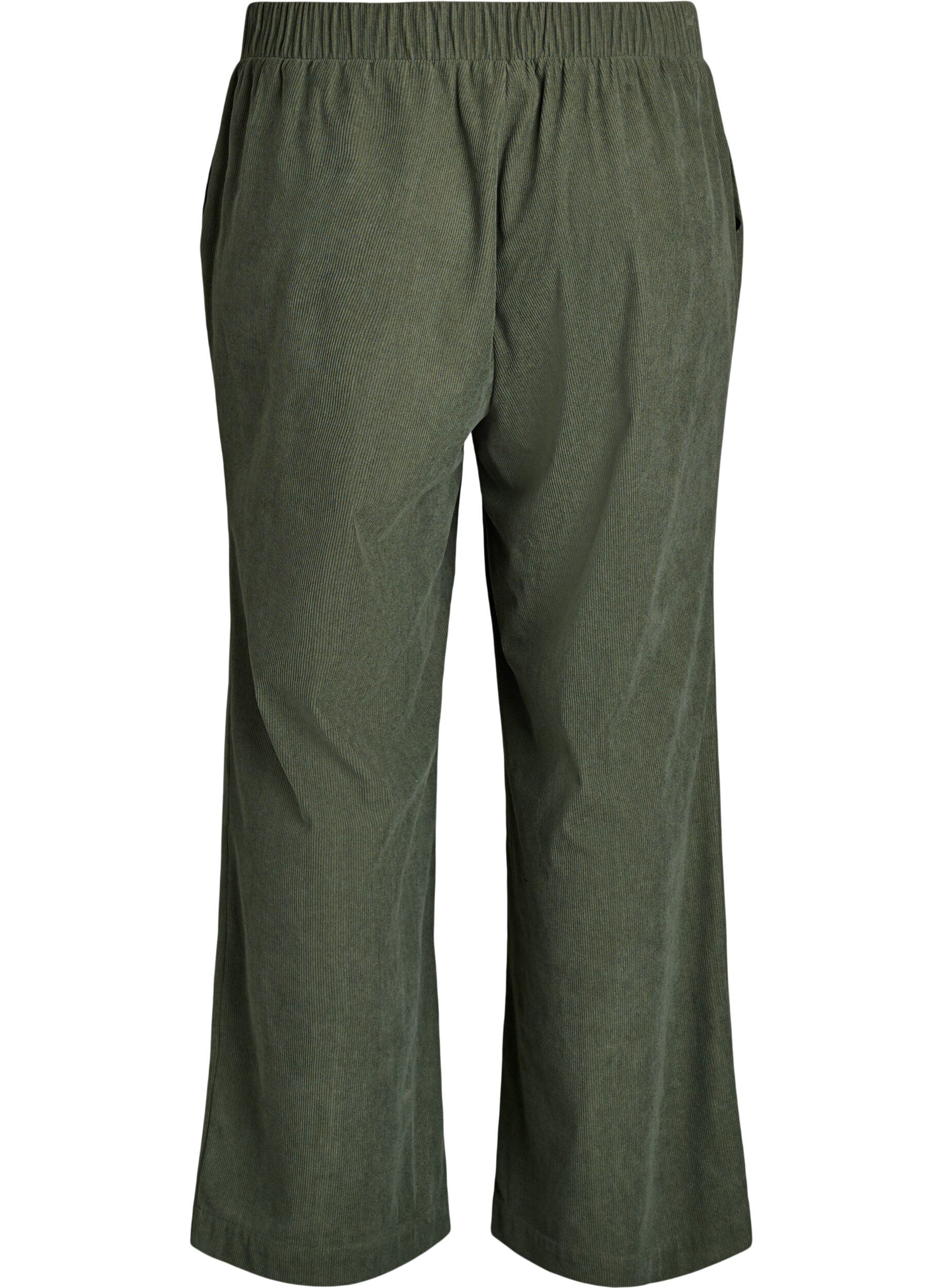 Zizzi Pantalon ample en velours, Vert, Packshot image number 1