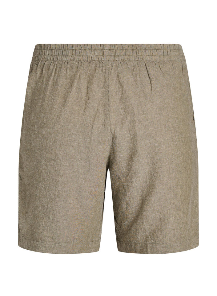 Hoch taillierte Shorts aus Leinen und Viskose, Gr&uuml;n, Packshot image number 1