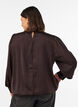 Blouse aspect satin&eacute; avec coupe ballon, Marron, Model image number 2