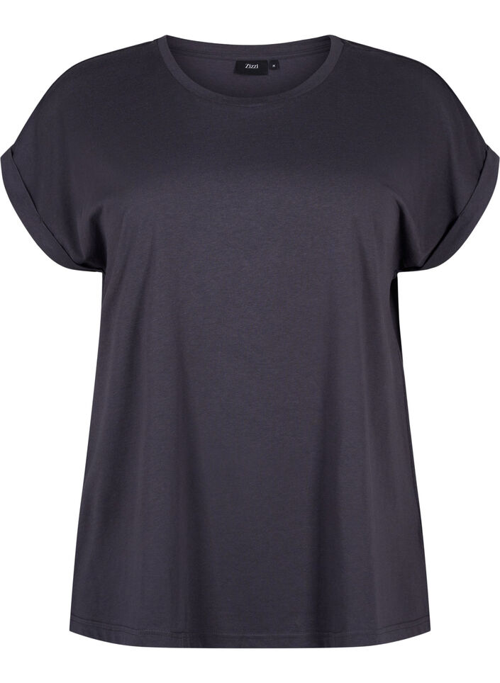 T-shirt &agrave; manches courtes en m&eacute;lange de coton, Gris anthracite, Packshot image number 0