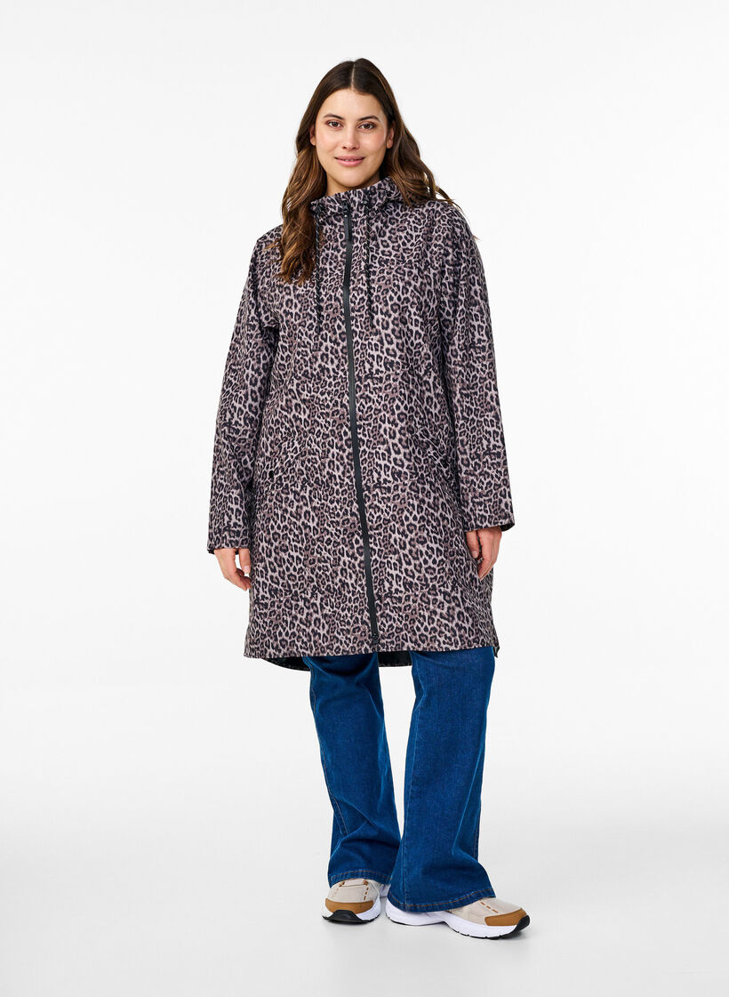 Imperm&eacute;able avec poches et capuche, Marron, Model image number 1