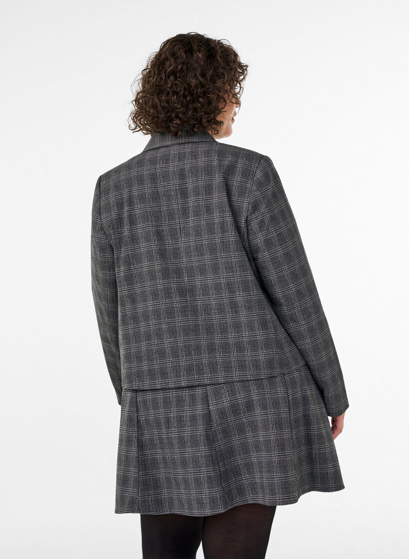Blazer court &agrave; carreaux, Gris anthracite, Model image number 2
