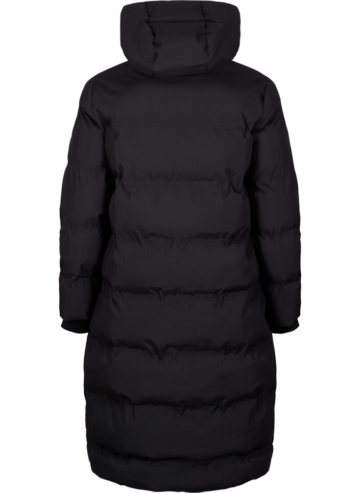 Manteau d'hiver long et matelass&eacute; avec capuche, Noir, Packshot image number 1
