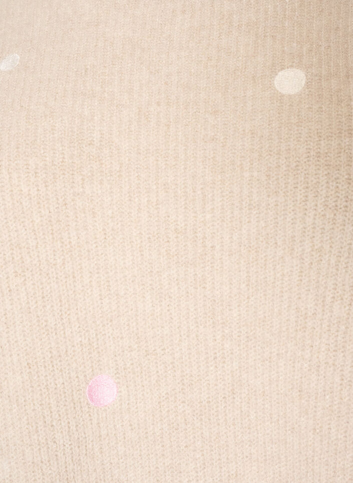 Blouse en maille avec de petits motifs brod&eacute;s, Beige, Packshot image number 2