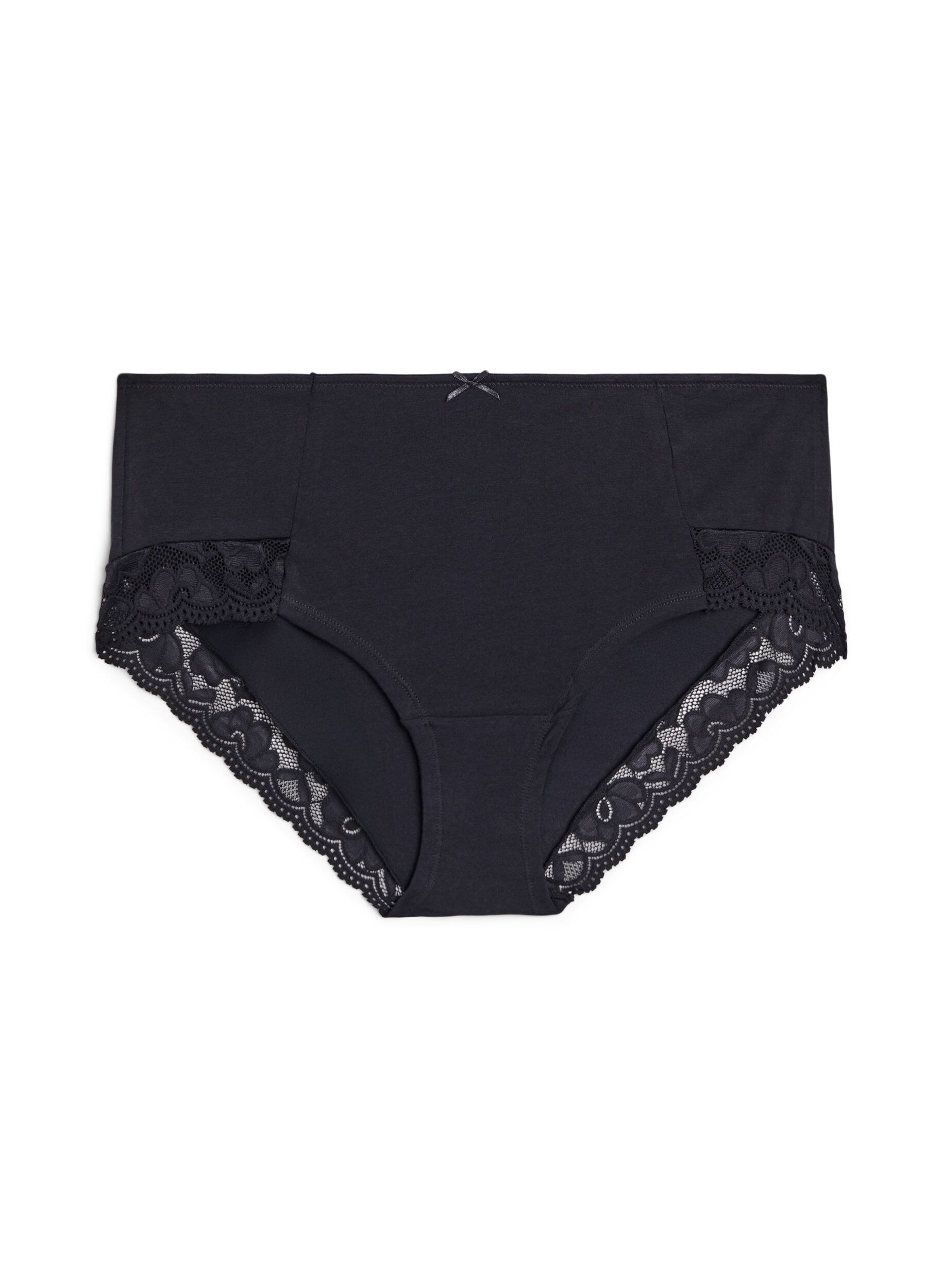 Zizzi 3er Pack Hipster-Panties mit Spitzenb&uuml;ndchen, Schwarz, Packshot image number 2