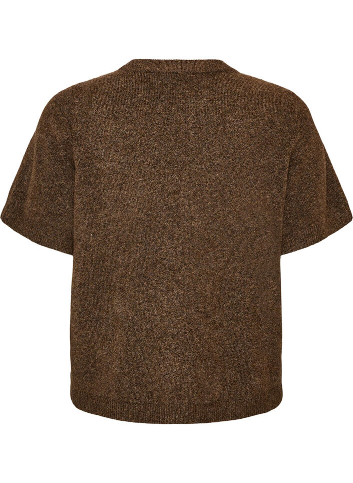 Cardigan en maille avec manches courtes, Marron, Packshot