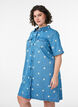 Robe courte en denim avec broderies florales, Bleu Clair, Model image number 0