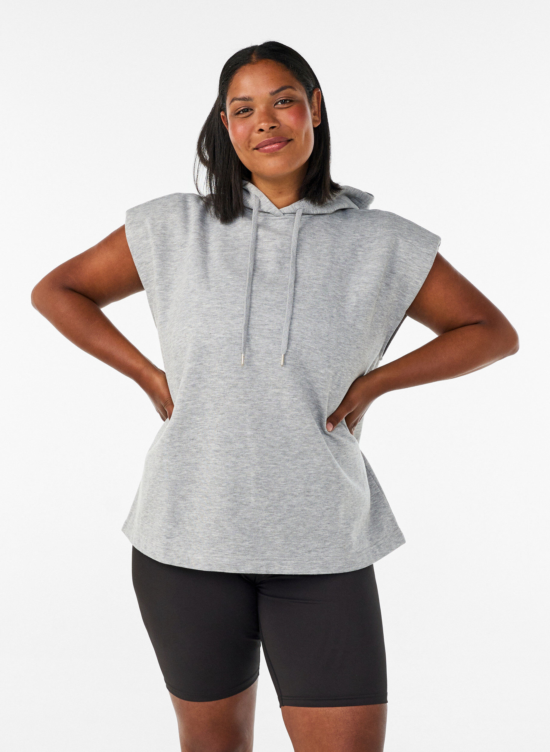 ZizziGilet de sweat &agrave; capuche avec &eacute;paulettes, Gris, Model image number 0