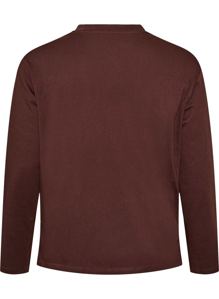 Basic T-Shirt mit langen &Auml;rmeln, Braun, Packshot image number 1