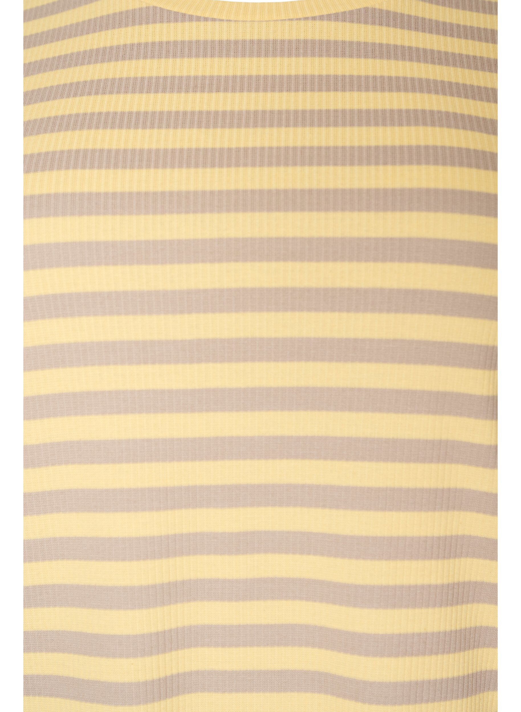 ZizziT-shirt ray&eacute; &agrave; texture c&ocirc;tel&eacute;e, Jaune, Packshot image number 2