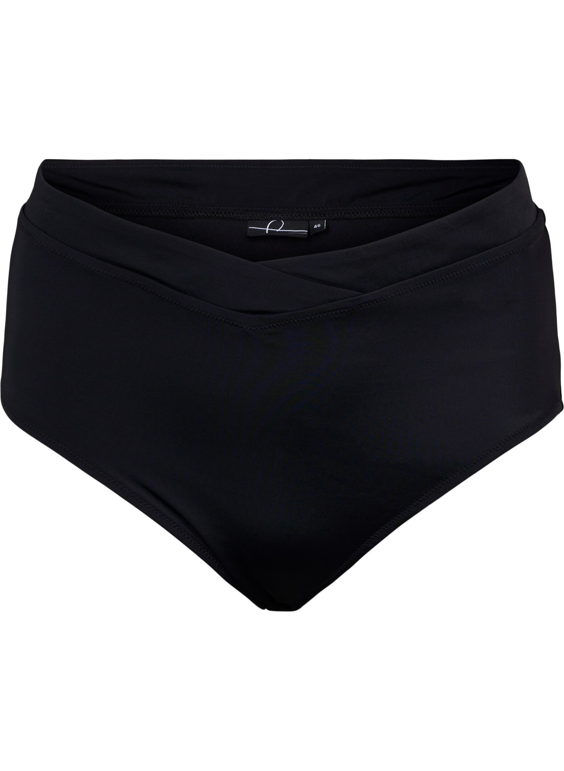 Zizzi Bas de bikini de couleur unie avec taille haute, Black, Packshot image number 0