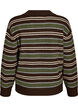 Blouse en maille &agrave; rayures et col polo, Marron, Packshot image number 1