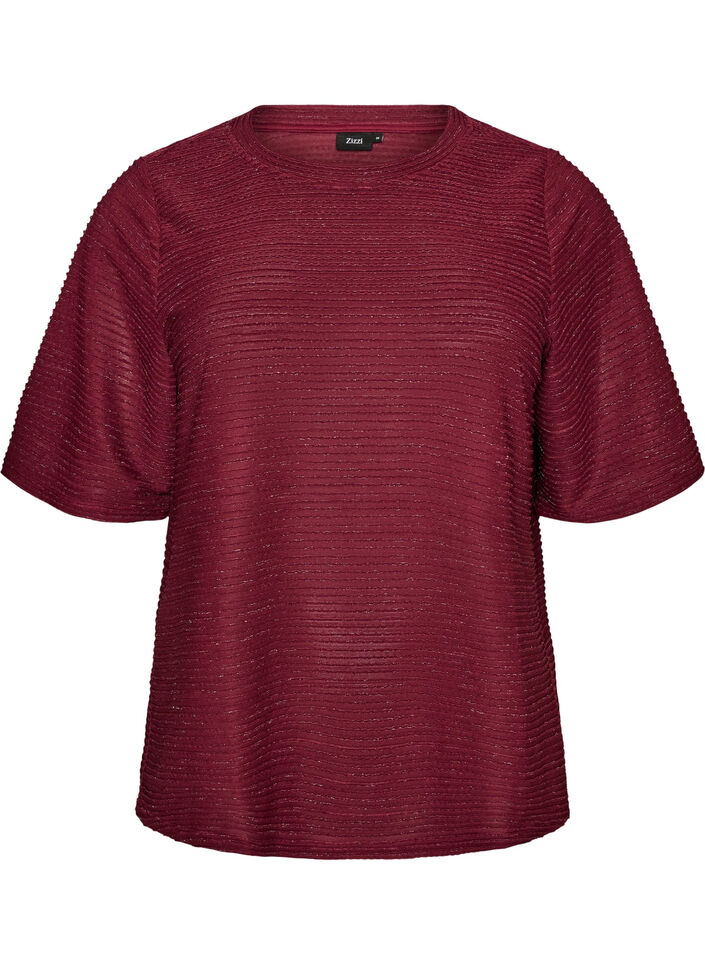 Bluse mit Struktur und Glitzer, Rot, Packshot image number 0