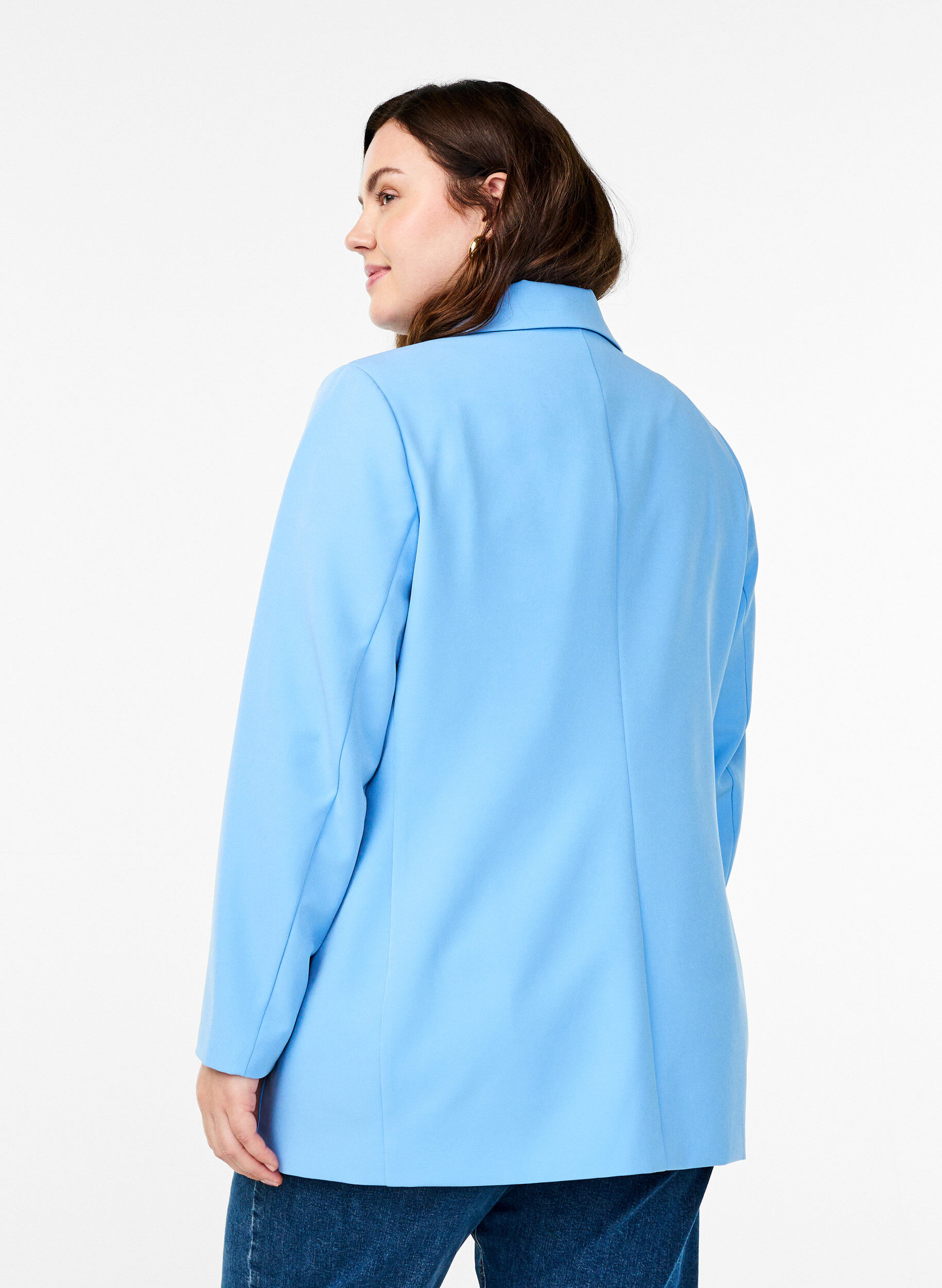 Zizzi Klassischer Blazer mit Knopfverschluss, Blau, Model image number 2
