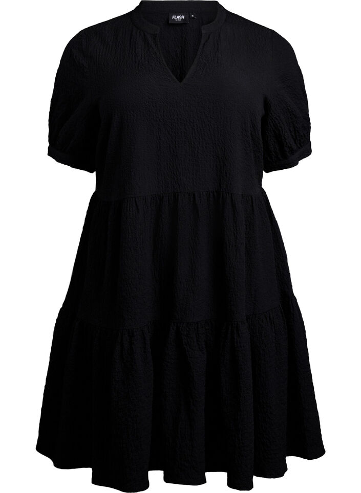 Kurzes A-Linien-Kleid, Schwarz, Packshot image number 0