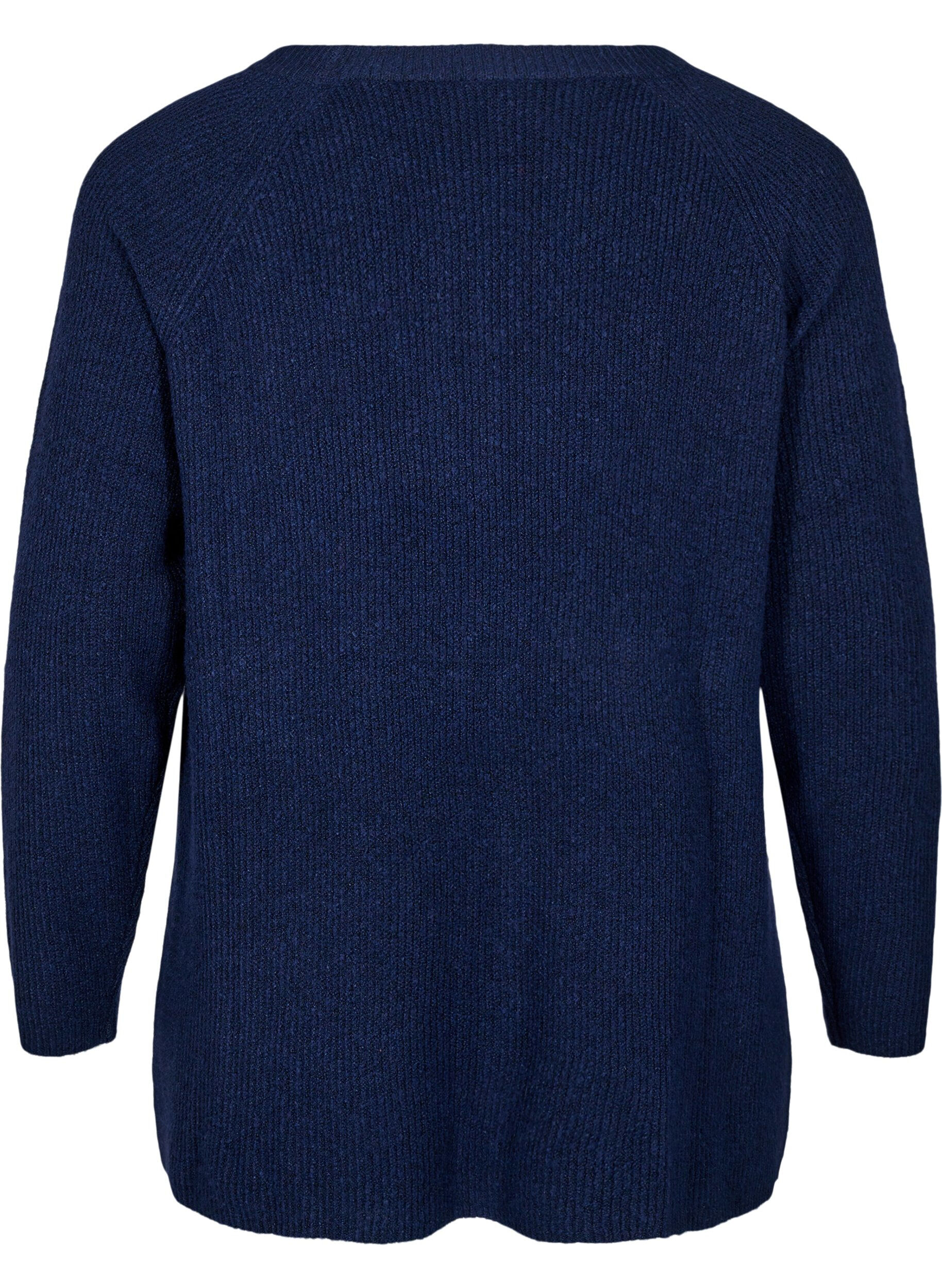 Zizzi Chemisier en maille avec col rond, Naval Academy Mel., Packshot image number 1