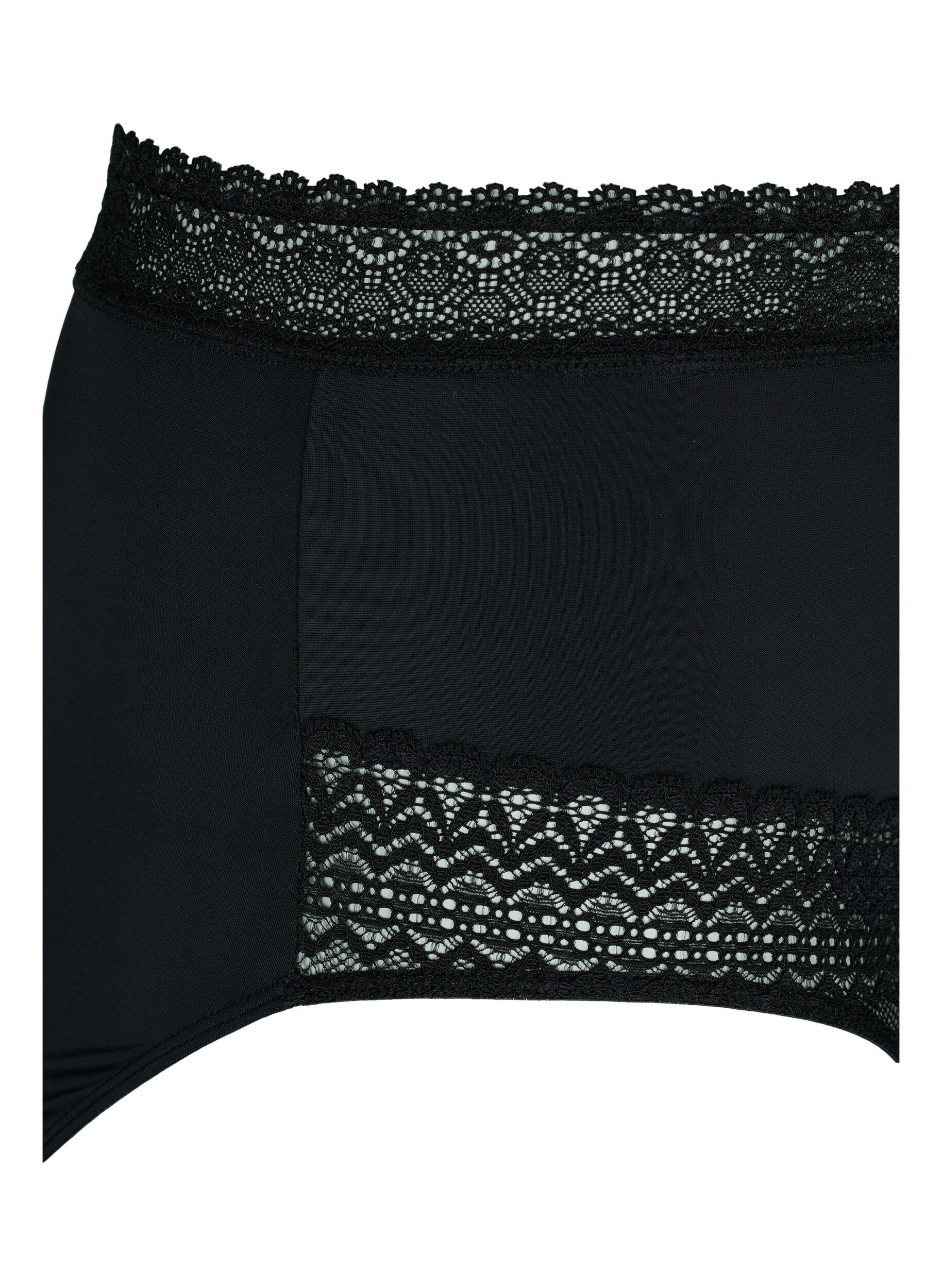 Zizzi H&ouml;schen mit hoher Taille und Spitzendetails, Black, Packshot image number 3