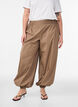 Pantalon ballon taille haute avec ceinture &eacute;lastique, Marron, Model image number 2