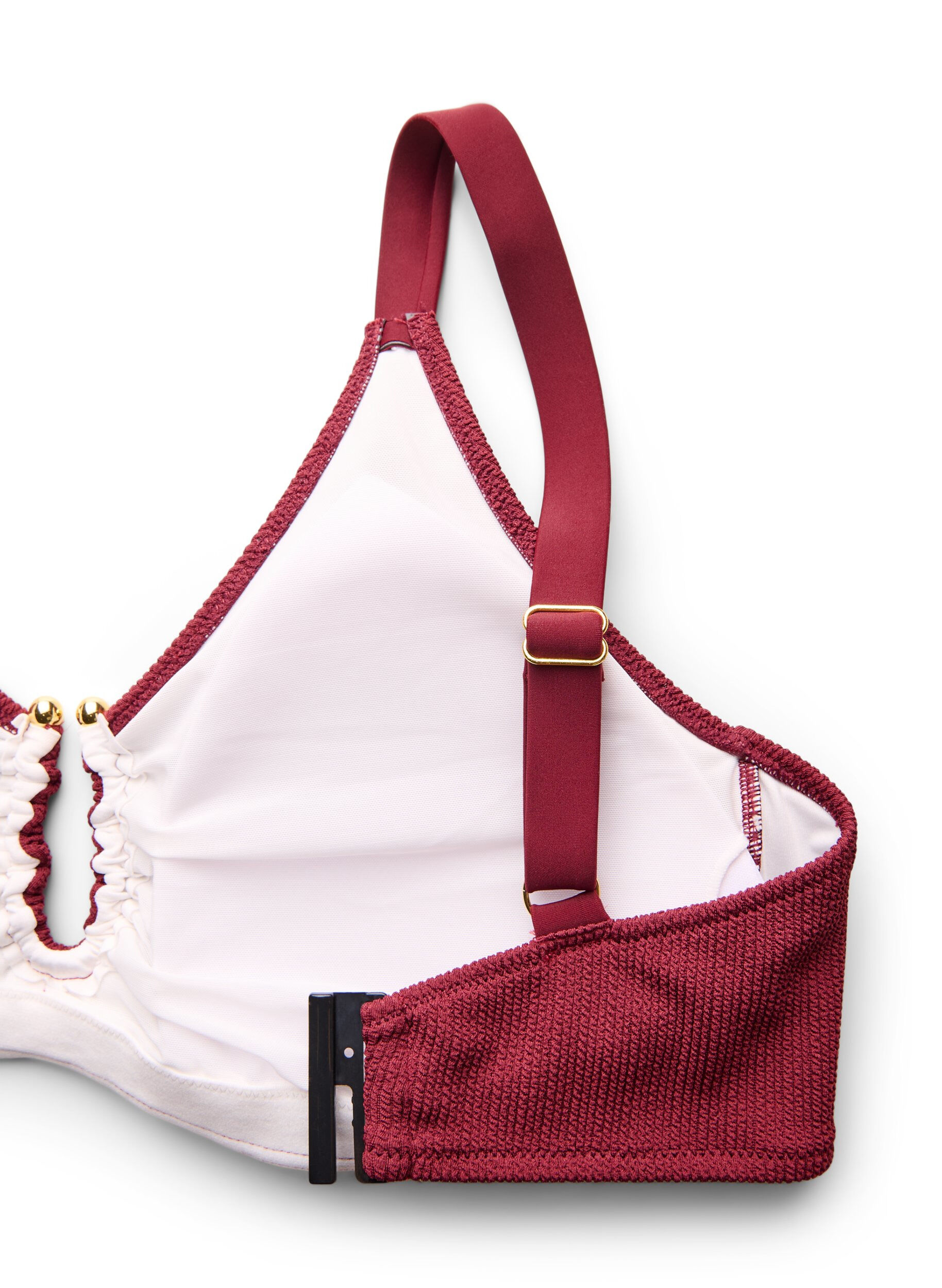Zizzi Strukturiertes Bikini Top mit Golddetail, Rot, Packshot image number 3