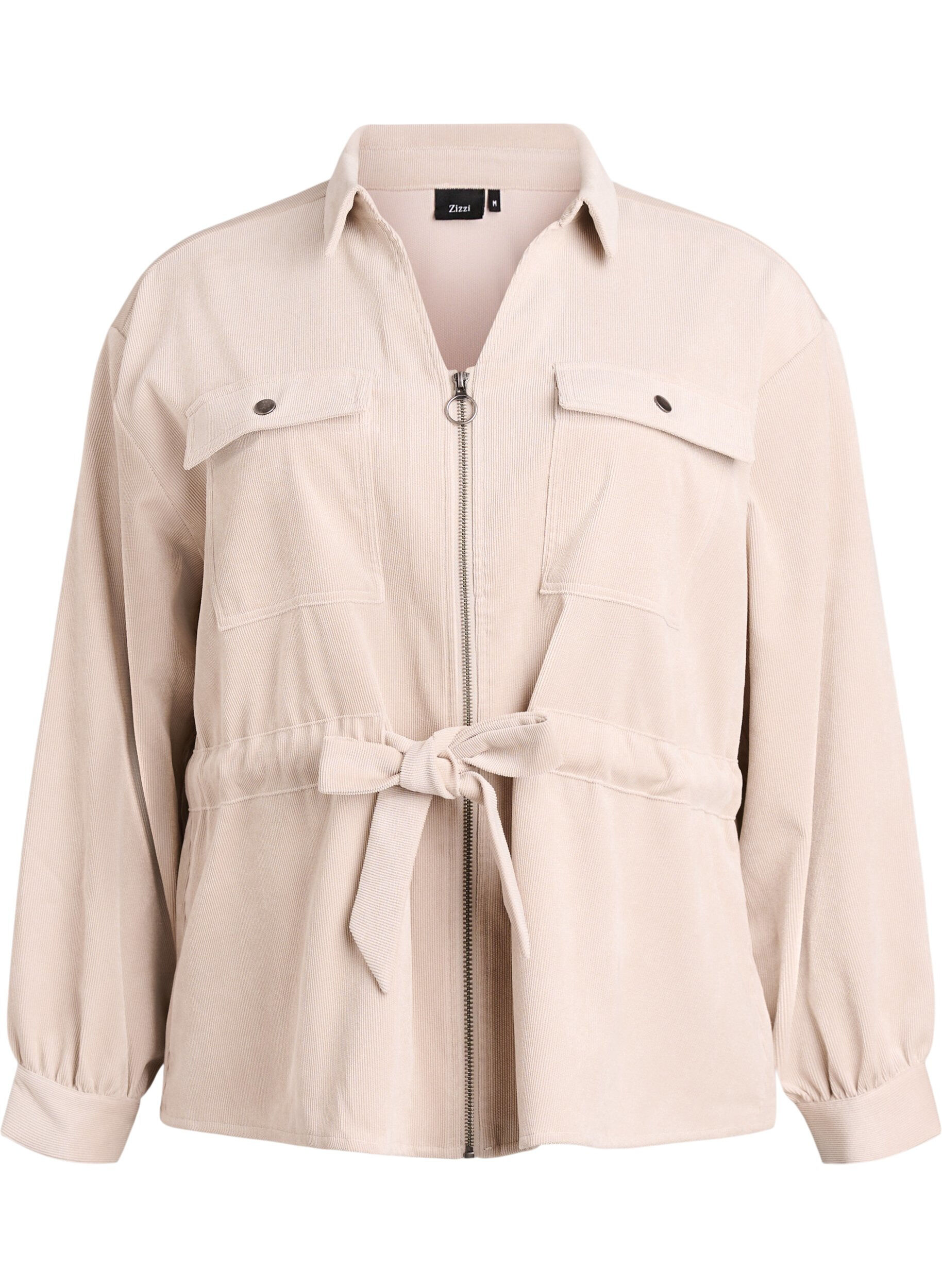 Surchemise en velours c&ocirc;tel&eacute; avec ceinture &agrave; nouer et poches