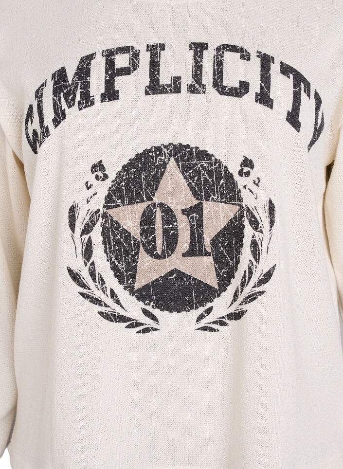 Sweatshirt aus strukturiertem Jersey mit Frontprint, Beige, Packshot image number 2